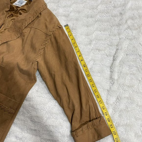 Together Women's Brown Leather Shawl Lapel Single Breasted Blazer Jacket Size L - Picture 8 of 15